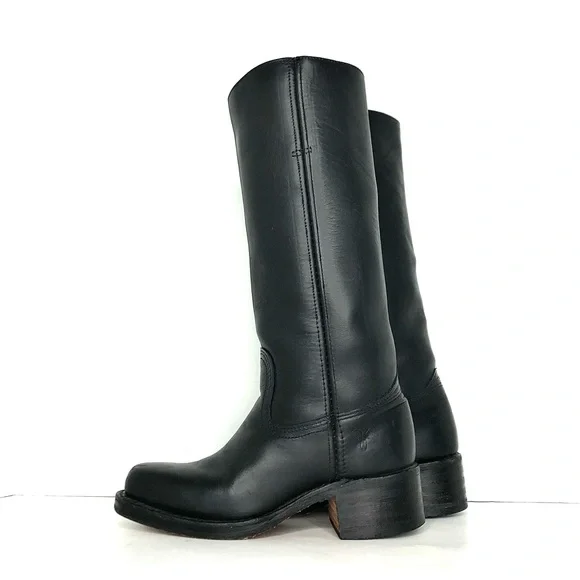 Frye 14L Campus Black Square Toe Pull On Riding Boots Women’s 6 Shoes - Picture 4 of 11